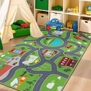 Kids Play Mat - Green Road and Town Design